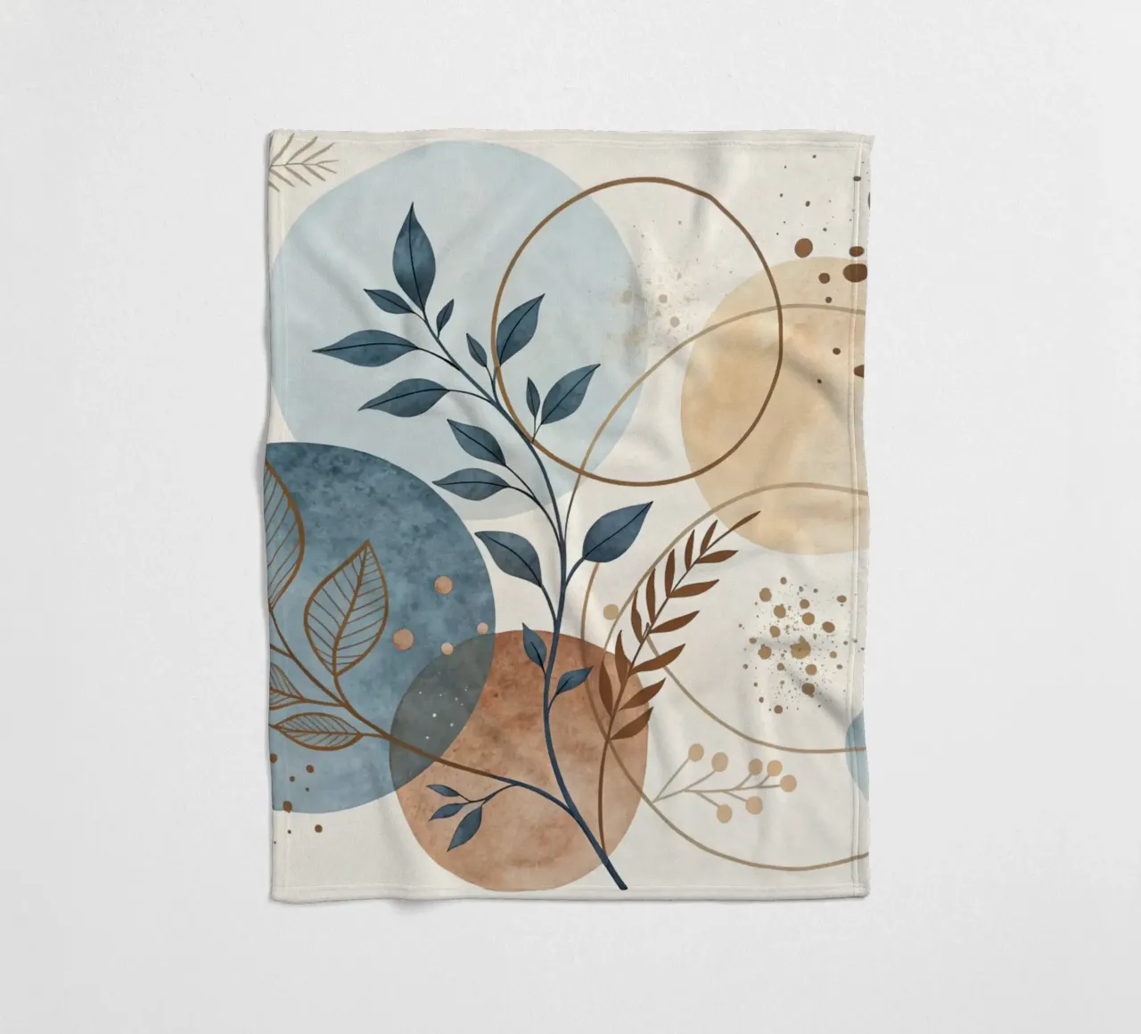Astratto botanico bohémien: un acquerello dai toni sereni della terra coperta in pile da Artistic-shop