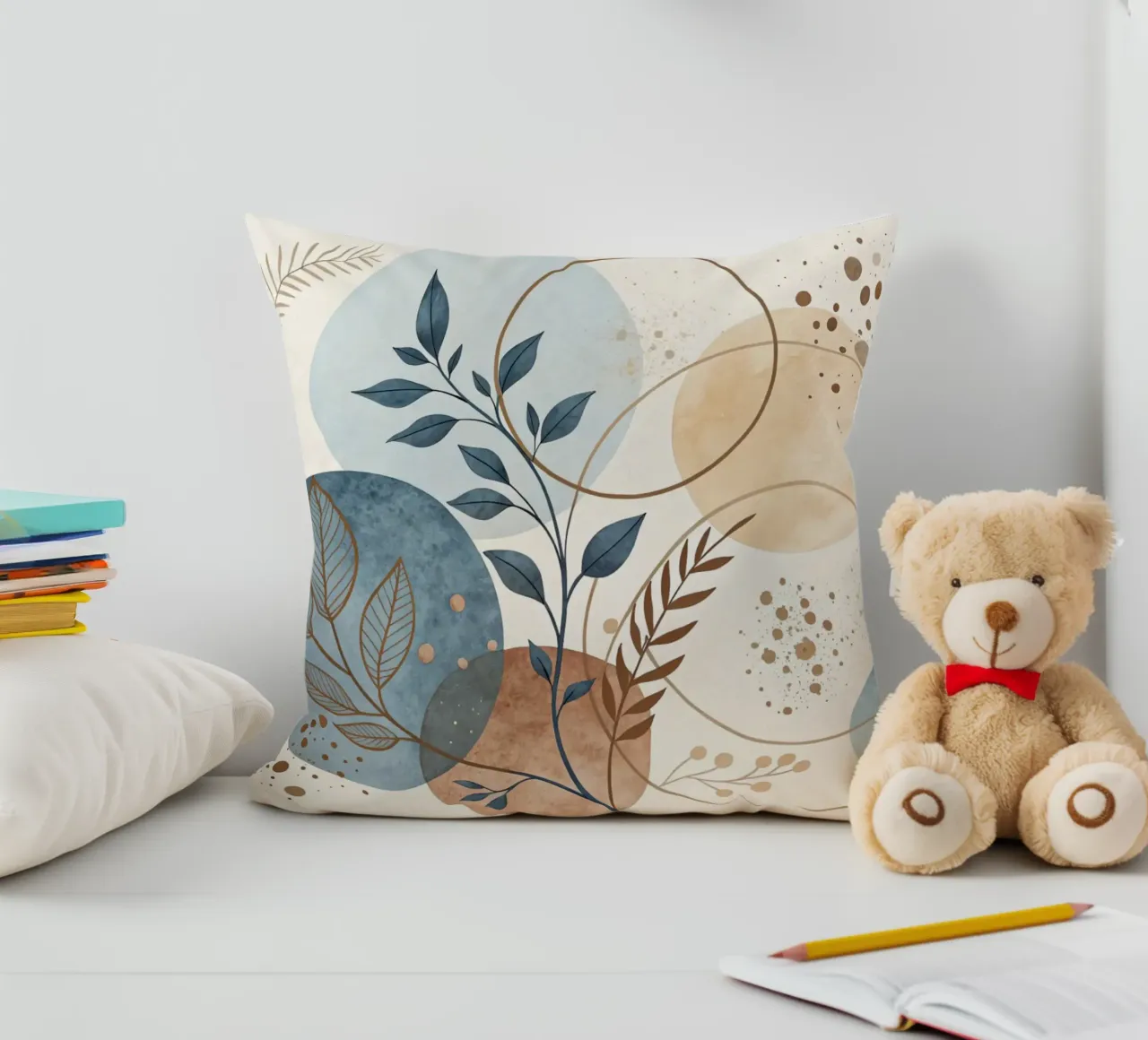 Astratto botanico bohémien: un acquerello dai toni sereni della terra cuscino da Artistic-shop