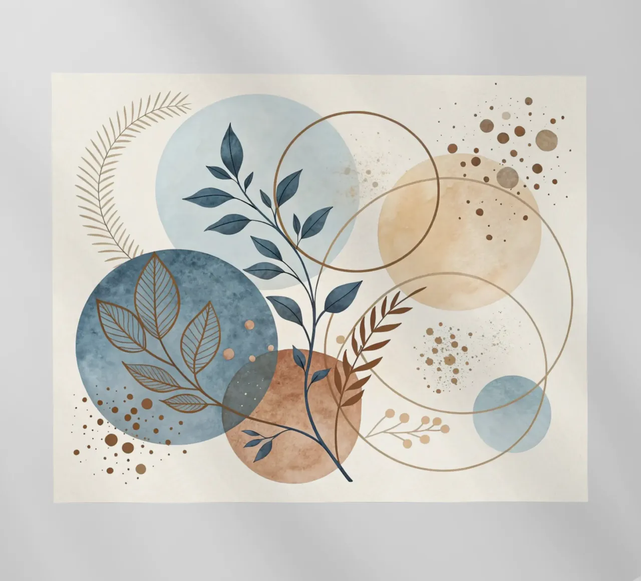Astratto botanico bohémien: un acquerello dai toni sereni della terra pellicola backlit da Artistic-shop