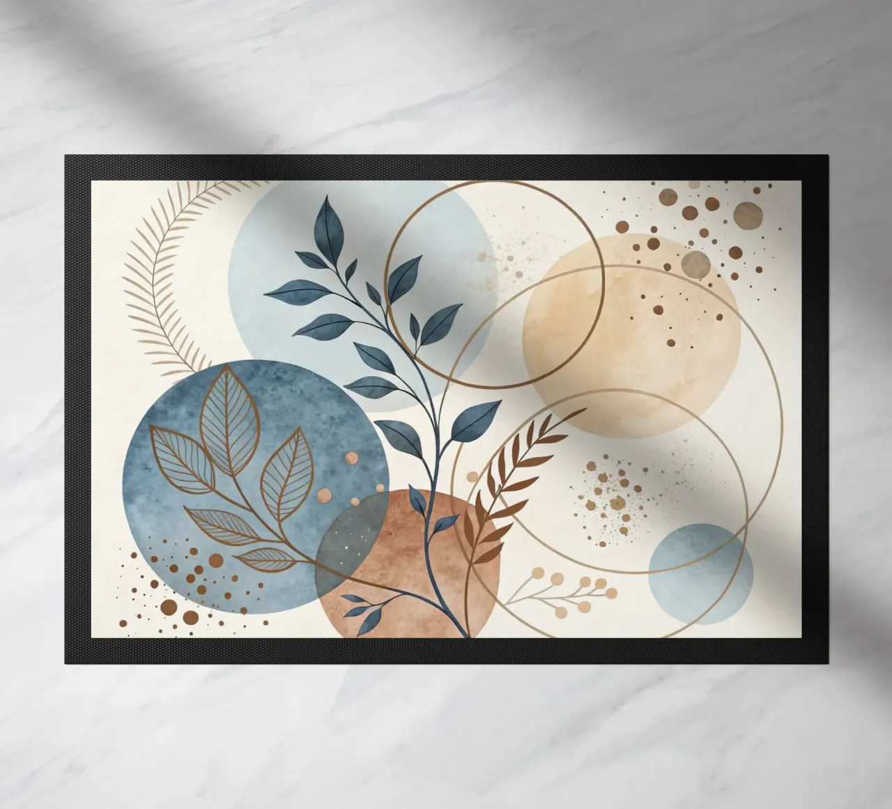 Astratto botanico bohémien: un acquerello dai toni sereni della terra zerbino da Artistic-shop