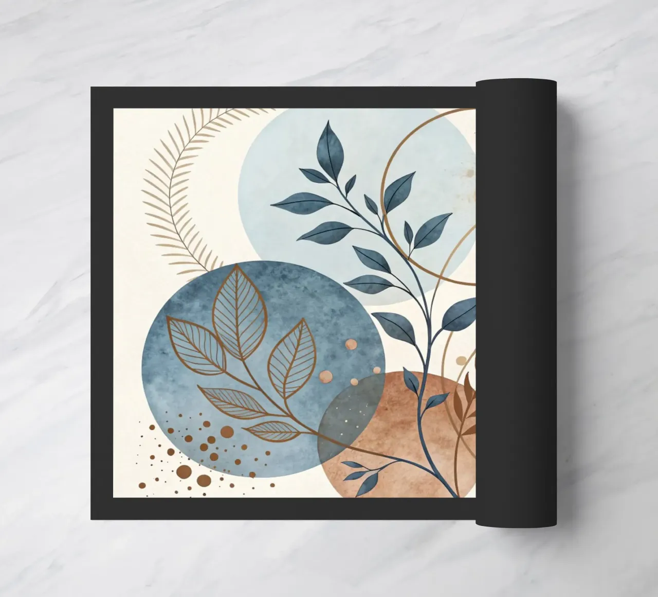 Astratto botanico bohémien: un acquerello dai toni sereni della terra zerbino da Artistic-shop