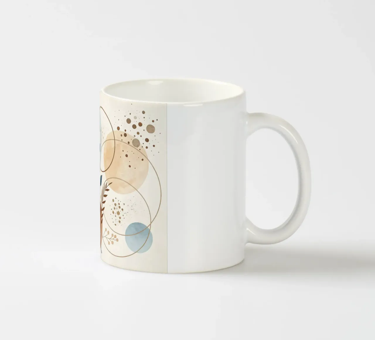 Astratto botanico bohémien: un acquerello dai toni sereni della terra tazza in ceramica da Artistic-shop