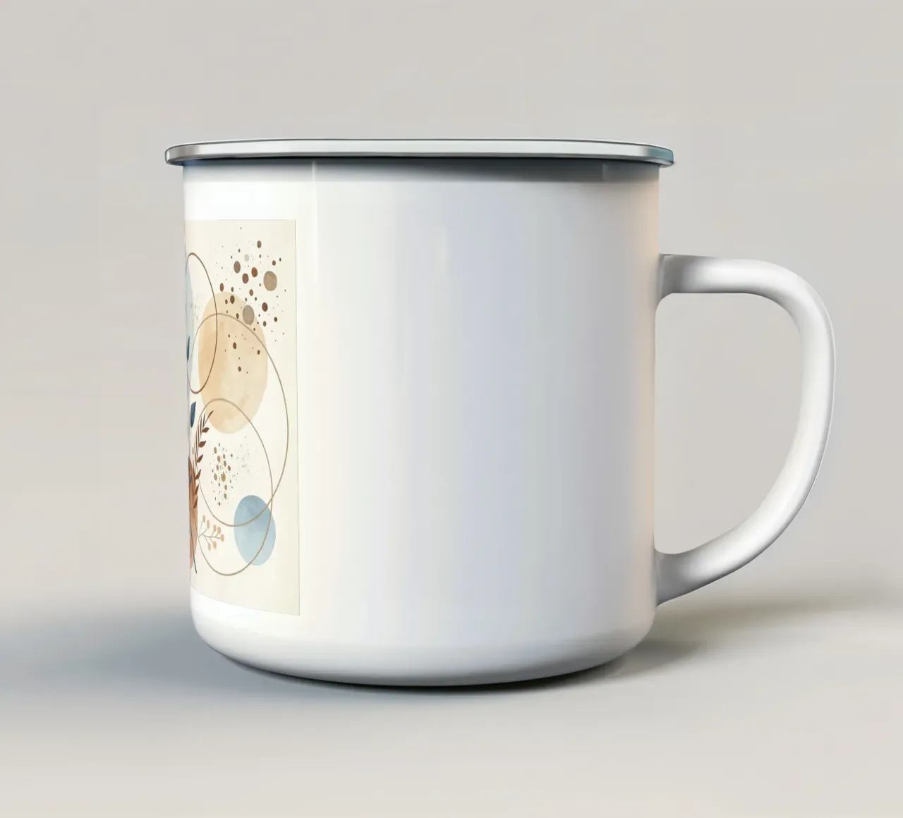 Astratto botanico bohémien: un acquerello dai toni sereni della terra tazza in smalto da Artistic-shop