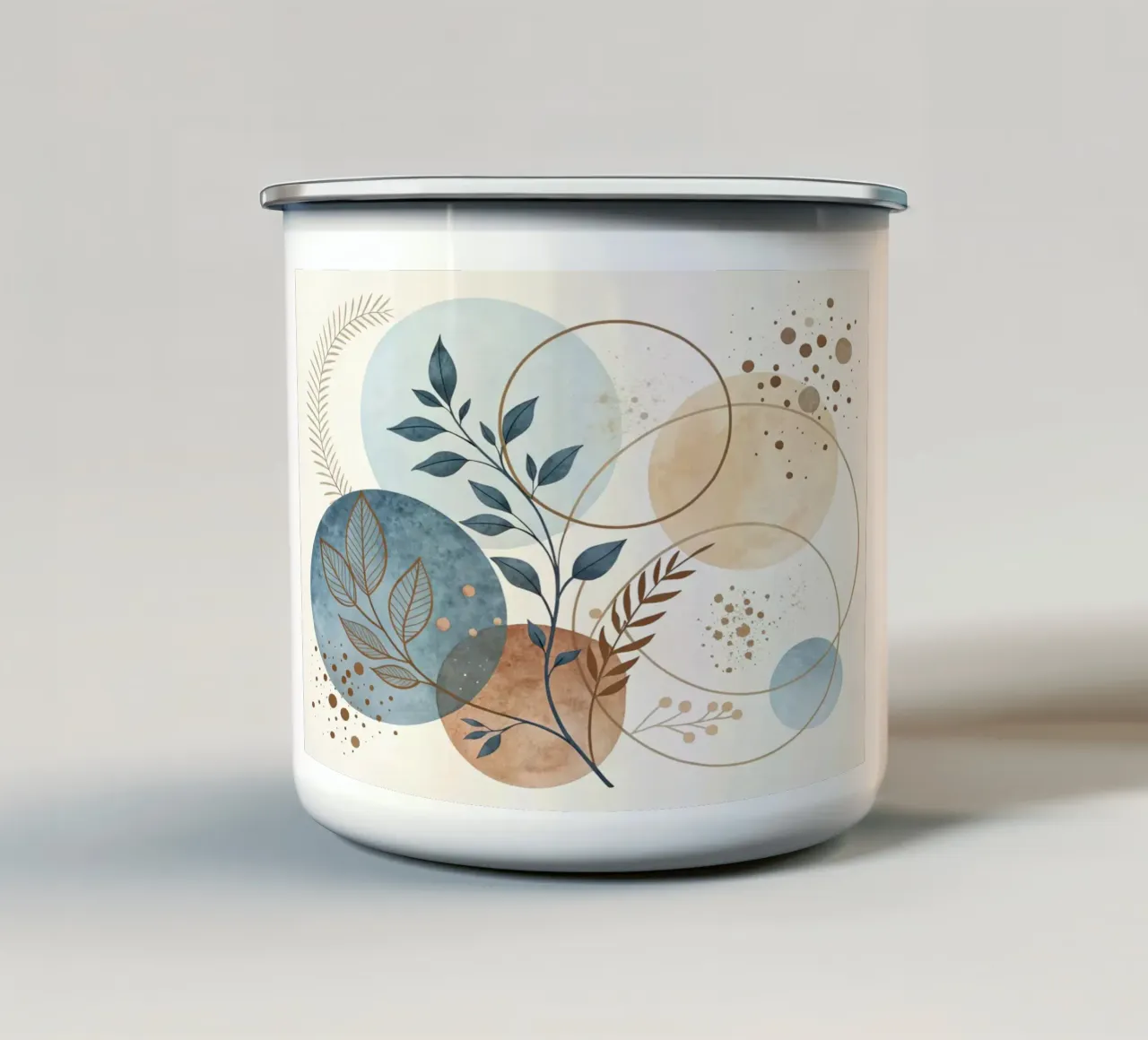 Astratto botanico bohémien: un acquerello dai toni sereni della terra tazza in smalto da Artistic-shop
