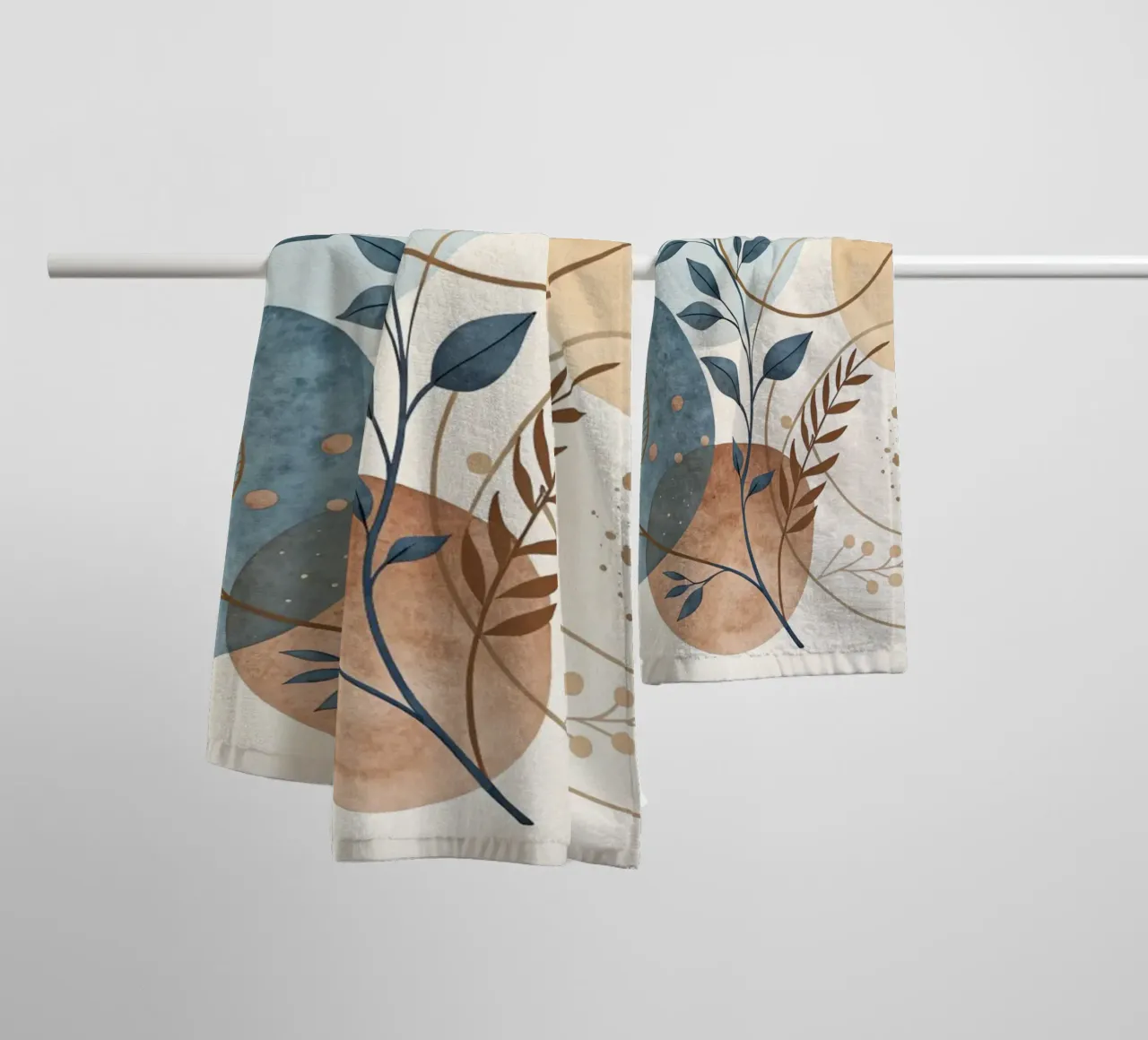Astratto botanico bohémien: un acquerello dai toni sereni della terra asciugamano da bagno da Artistic-shop