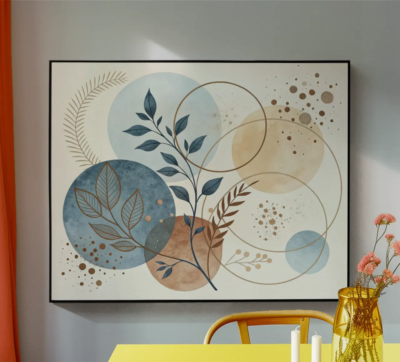 Boho Botanical Abstract: Una serena acuarela en tonos tierra Wal metacrilato de Artistic-shop
