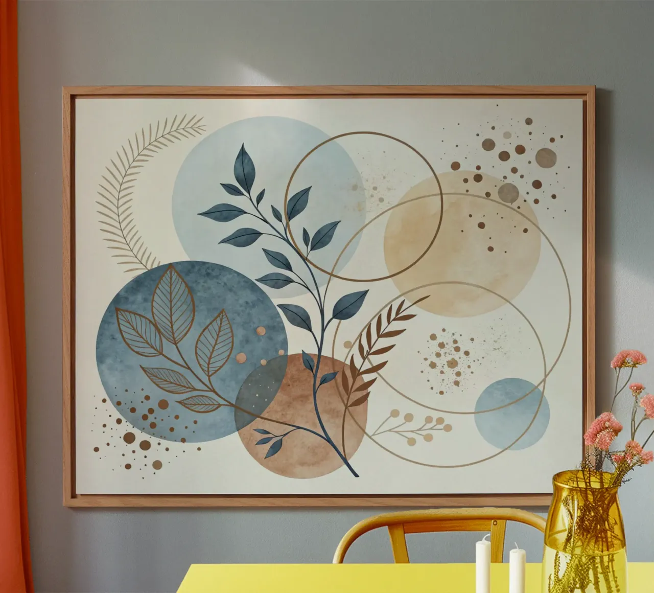Astratto botanico bohémien: un acquerello dai toni sereni della terra alluminio dibond da Artistic-shop