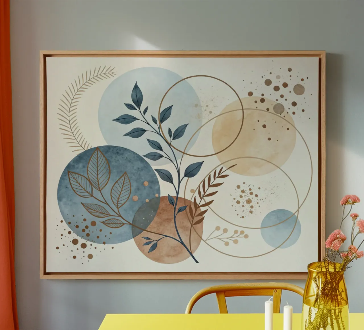 Boho Botanisch Abstract: Een sereen aquarel in aardetinten canvas van Artistic-shop