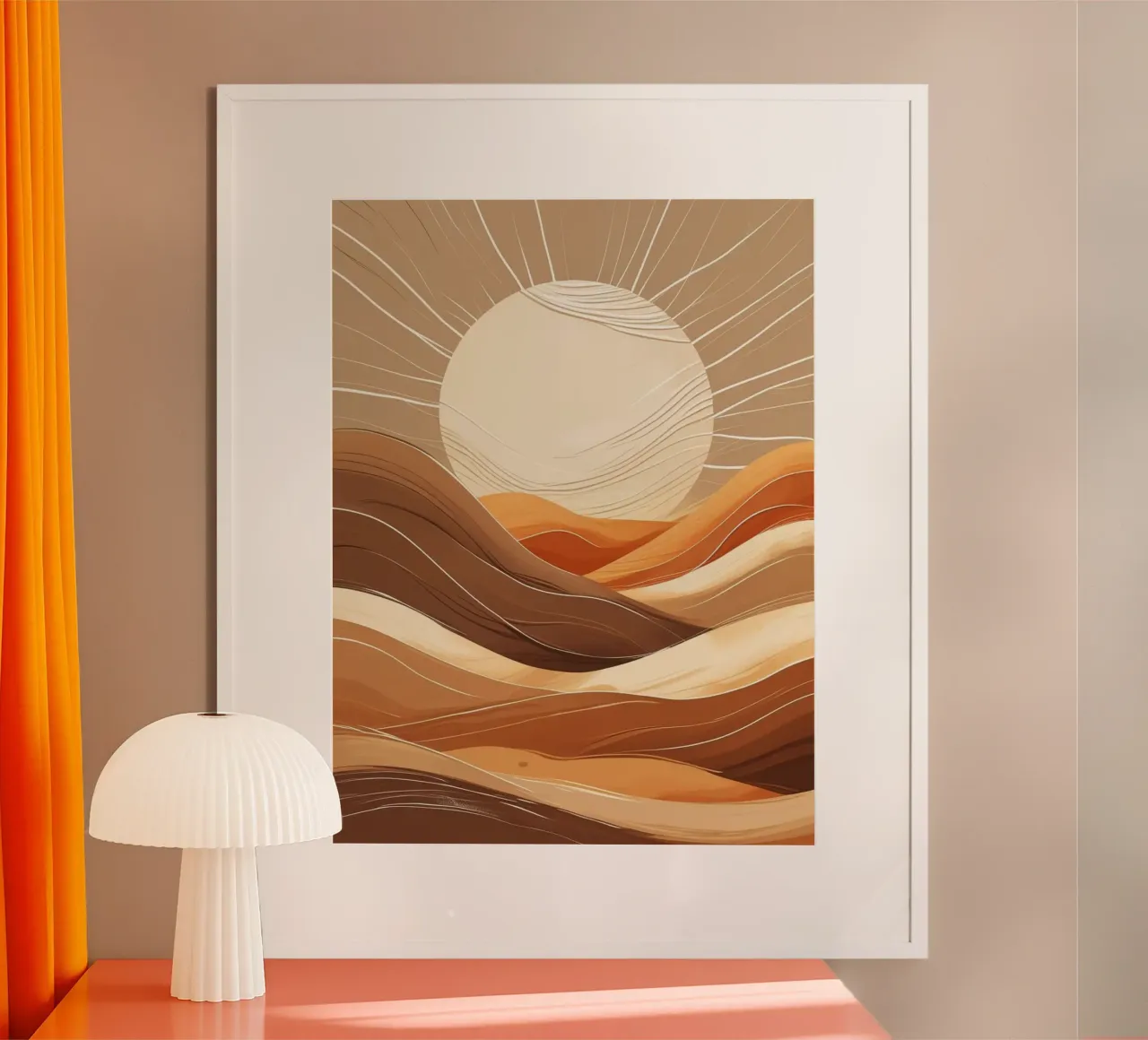 Regal Teal and Emerald Waves with Gilded Accents: An Abstrac poster with wooden frame by Artistic-shop