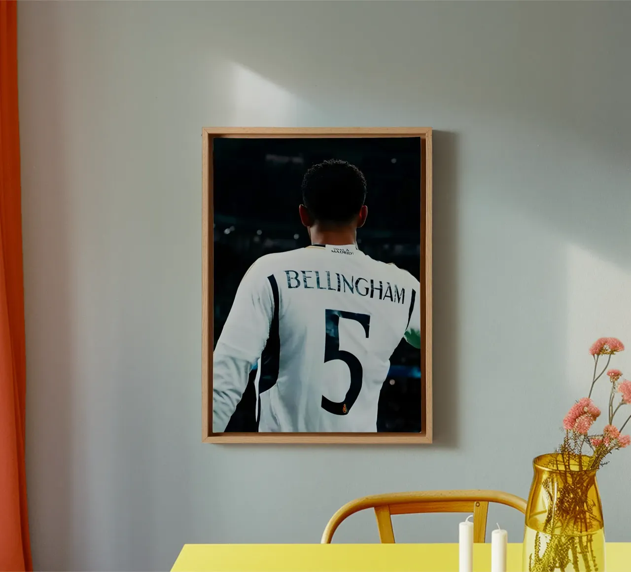 Jude Bellingham canvas met Baklijst van Low poly art