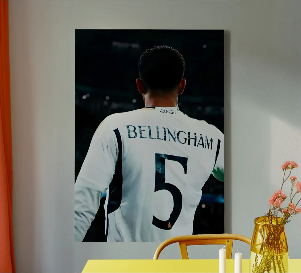 Jude Bellingham canvas met Baklijst van Low poly art