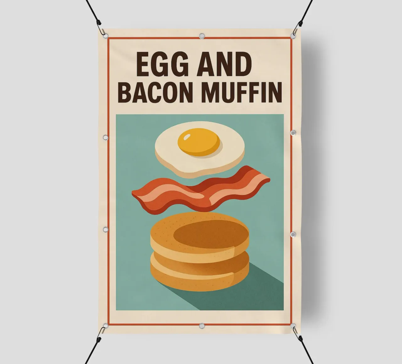 Muffin con uova e pancetta - Colazione in stile retrò telo in pvc da Boissons - Affiches & posters - Retro