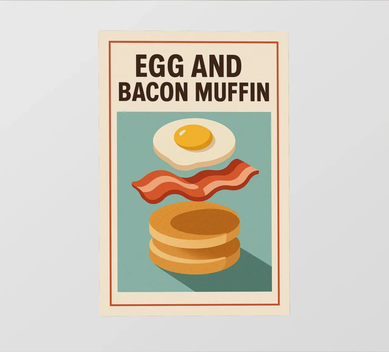 Muffin con uova e pancetta - Colazione in stile retrò telo in pvc da Boissons - Affiches & posters - Retro