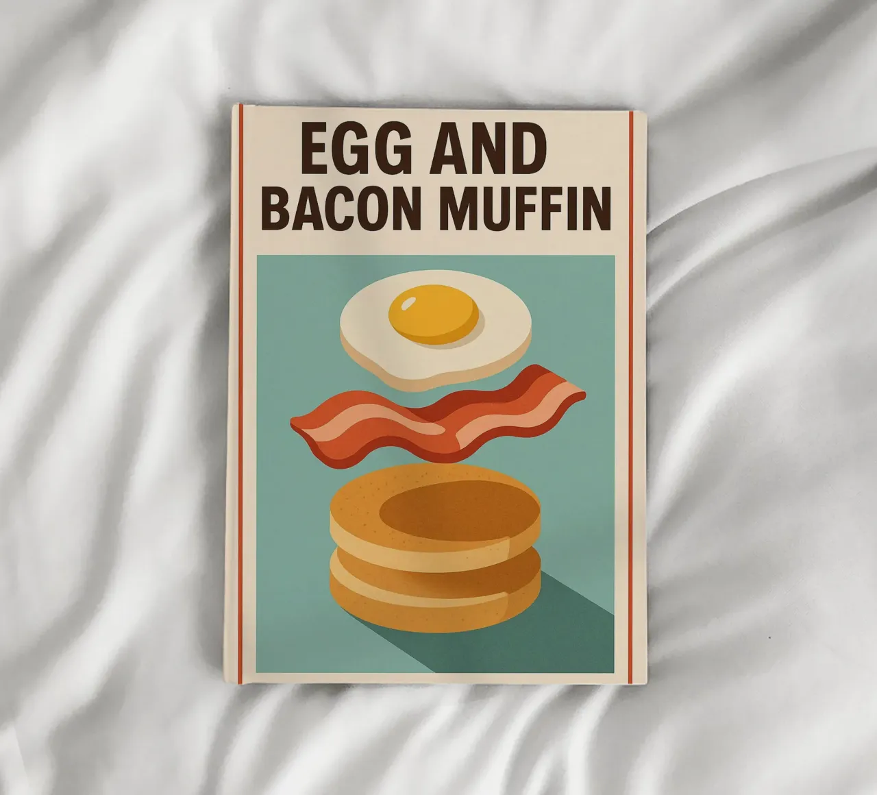 Egg and Bacon Muffin - Breakfast retro style notebook by Boissons - Affiches & posters - Retro