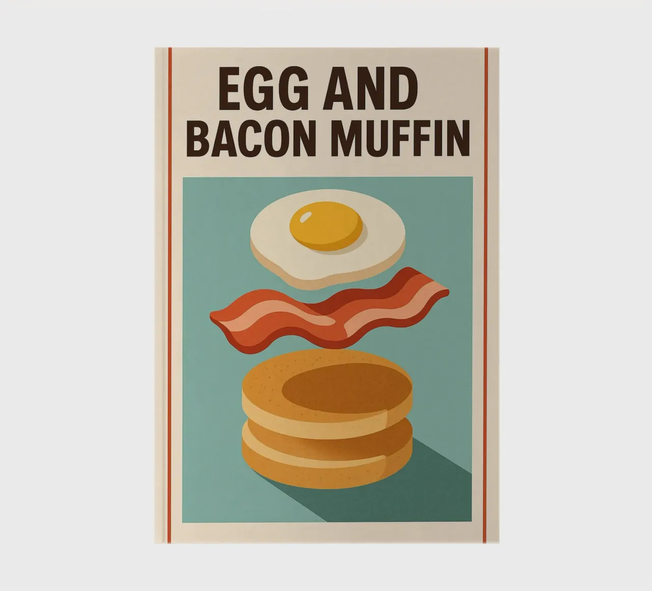 Egg and Bacon Muffin - Breakfast retro style notebook by Boissons - Affiches & posters - Retro