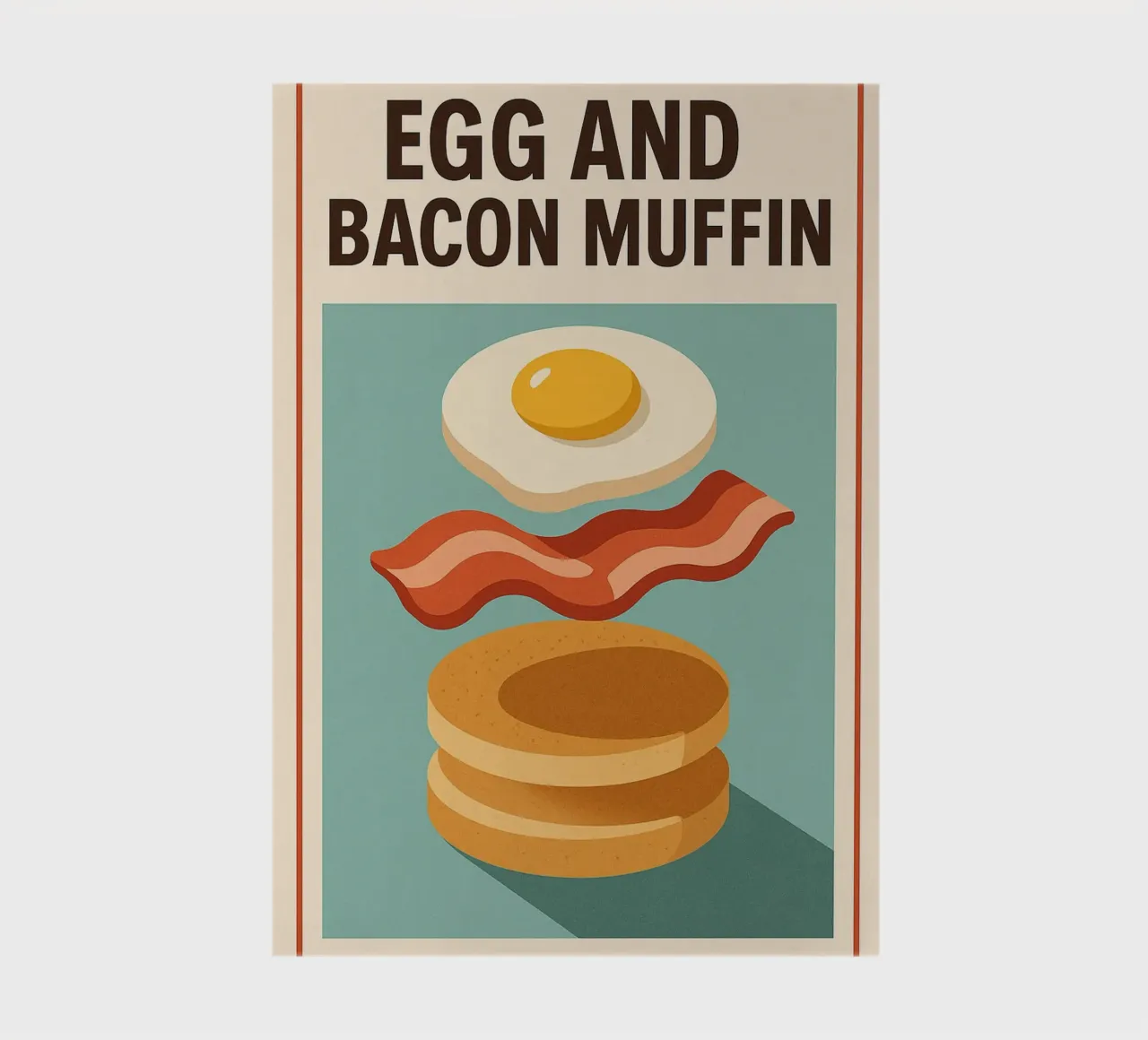 Egg and Bacon Muffin - Breakfast retro style notebook by Boissons - Affiches & posters - Retro