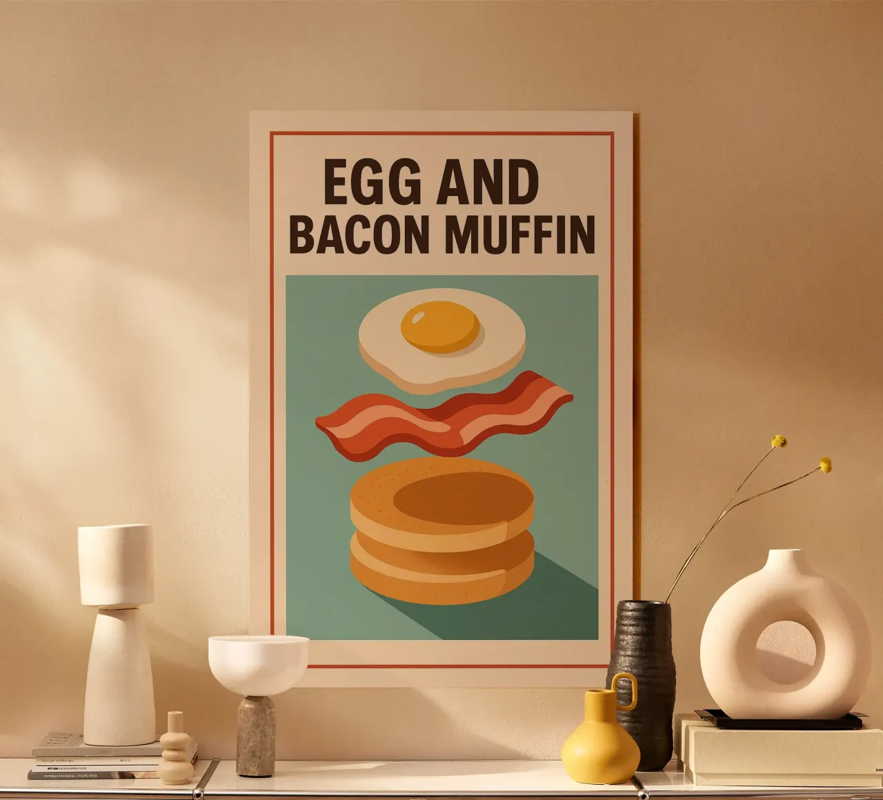 Muffin con uova e pancetta - Colazione in stile retrò plexiglass da Boissons - Affiches & posters - Retro