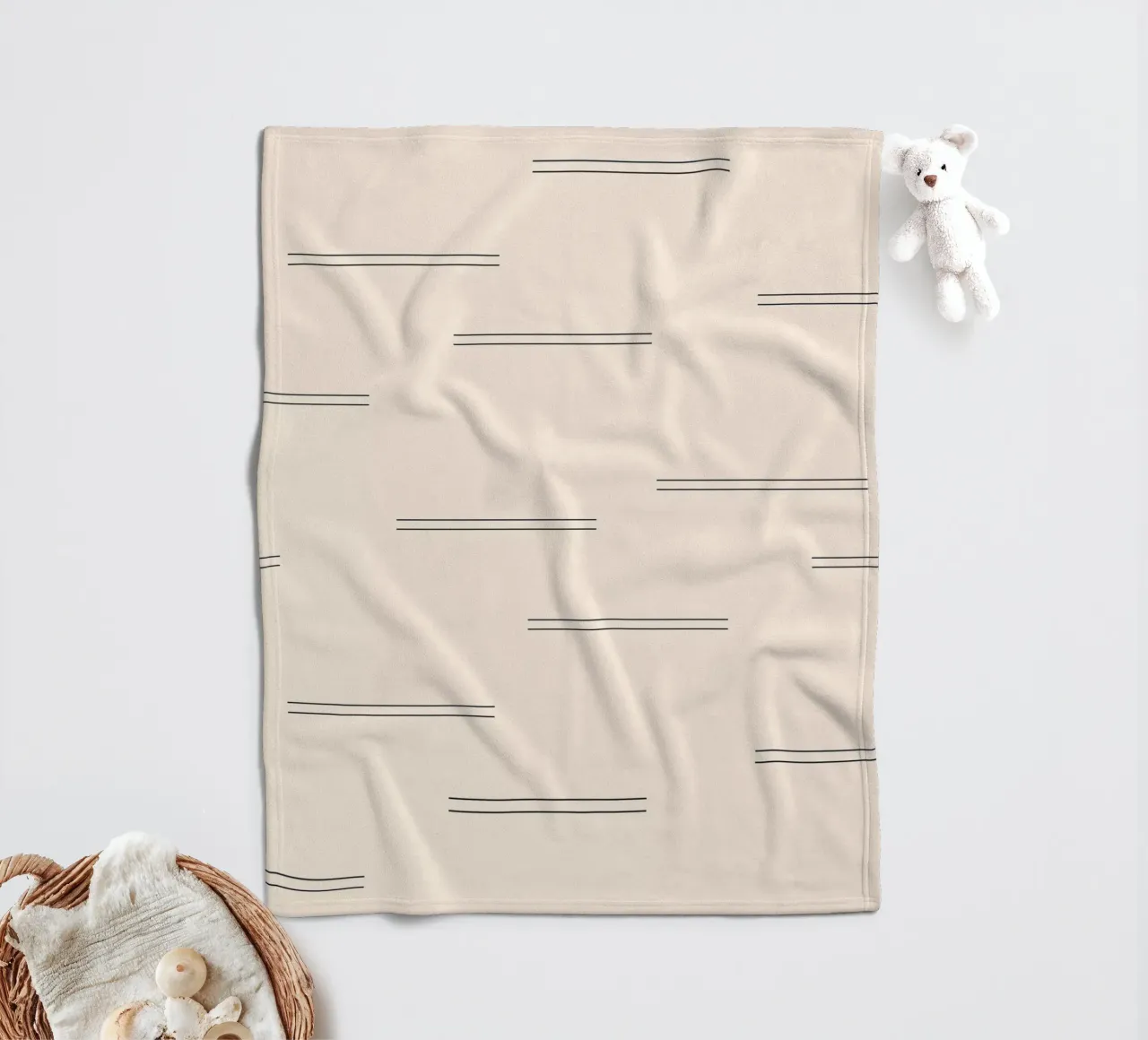 Doppie linee astratte minimali - Nero su avorio coperta in pile da Beauty in Simplicity