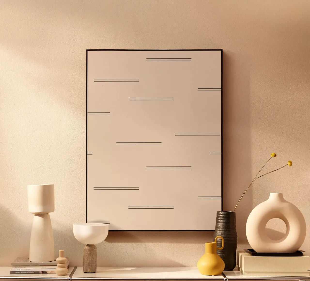 Doppie linee astratte minimali - Nero su avorio plexiglass da Beauty in Simplicity
