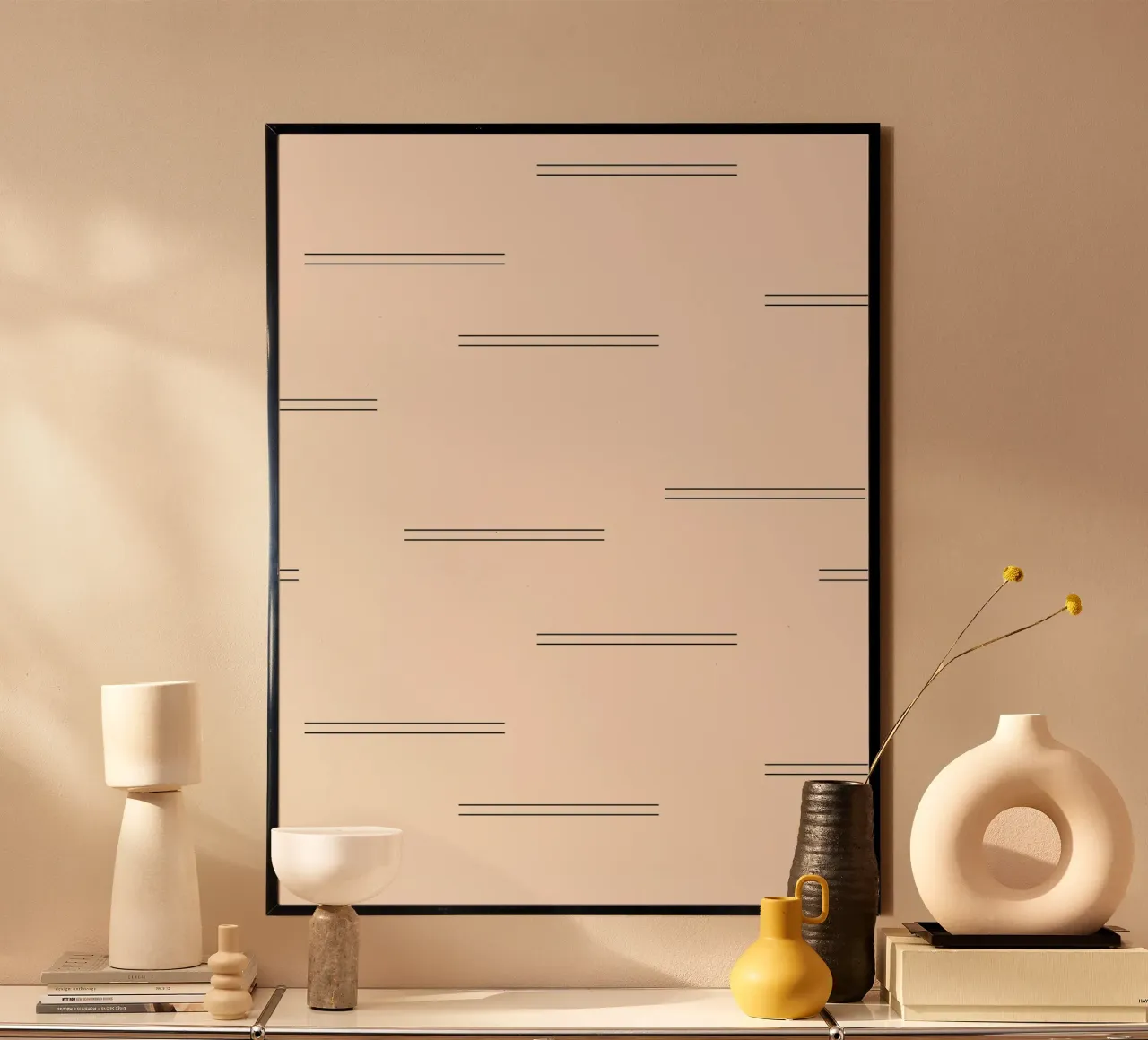 Doppie linee astratte minimali - Nero su avorio carta hahnemühle da Beauty in Simplicity