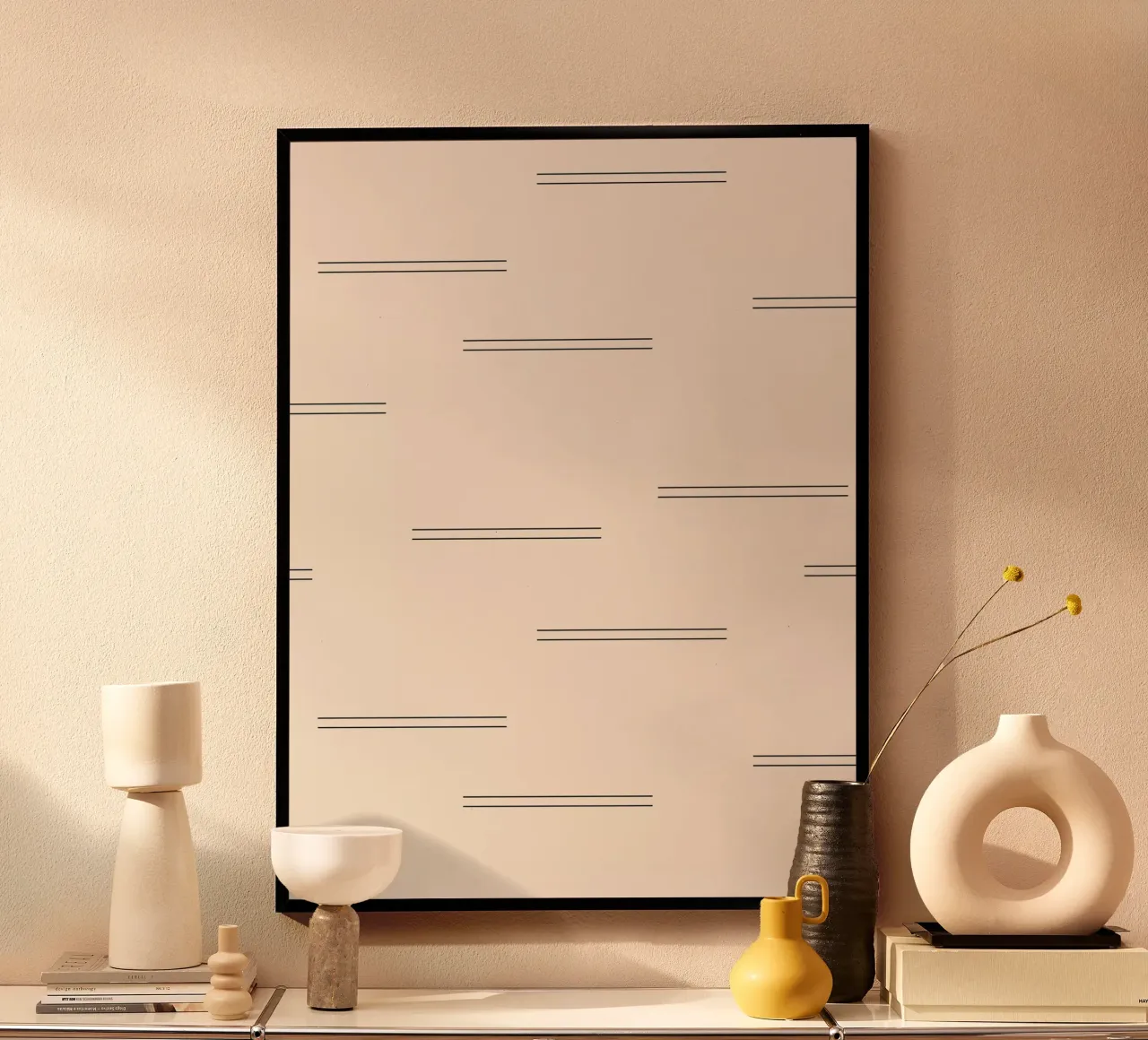 Doppie linee astratte minimali - Nero su avorio carta hahnemühle da Beauty in Simplicity