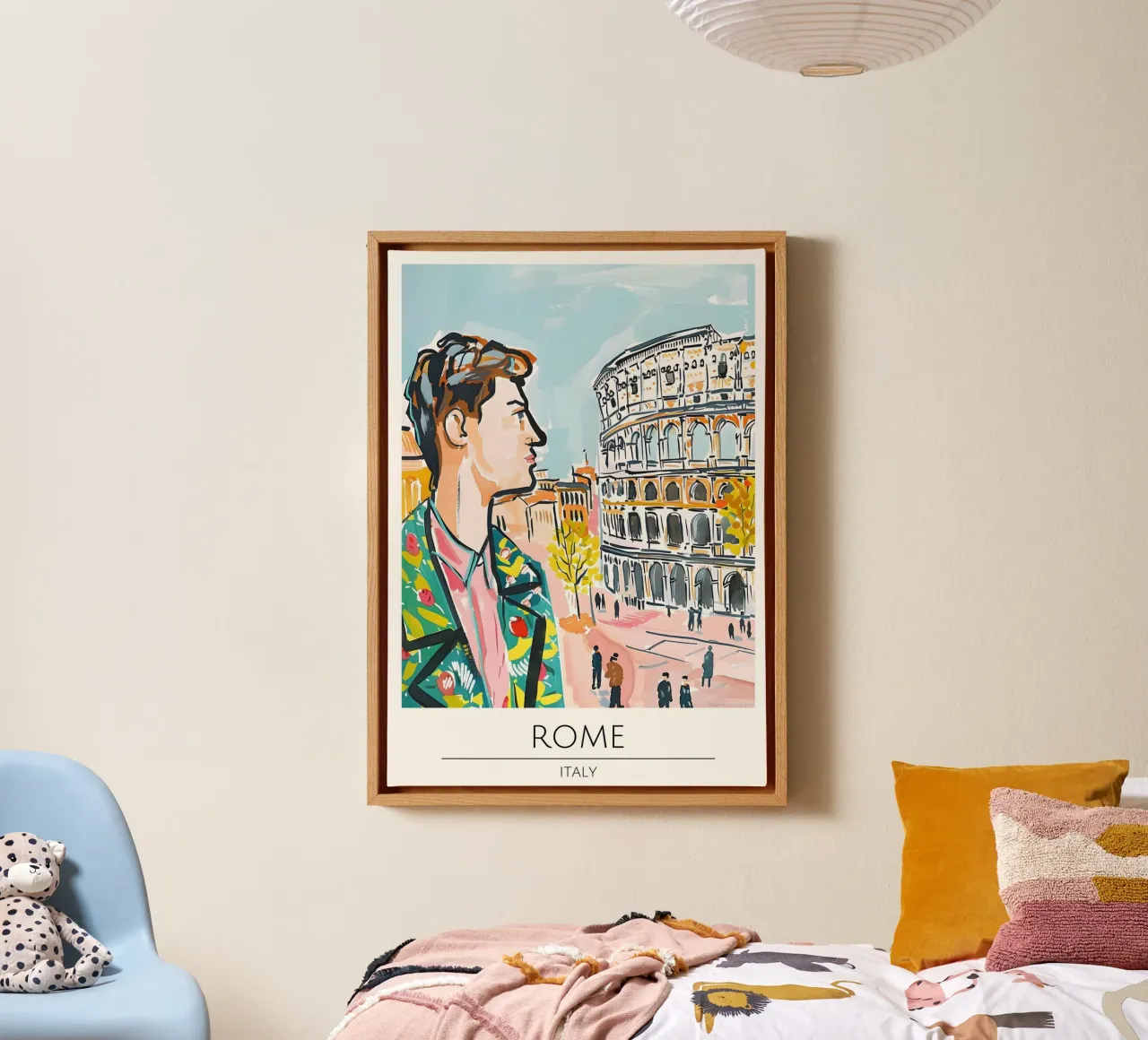 Roma Colosseo Moda Pop Art Poster di viaggio tela con Cornice a cassetta da homdeco