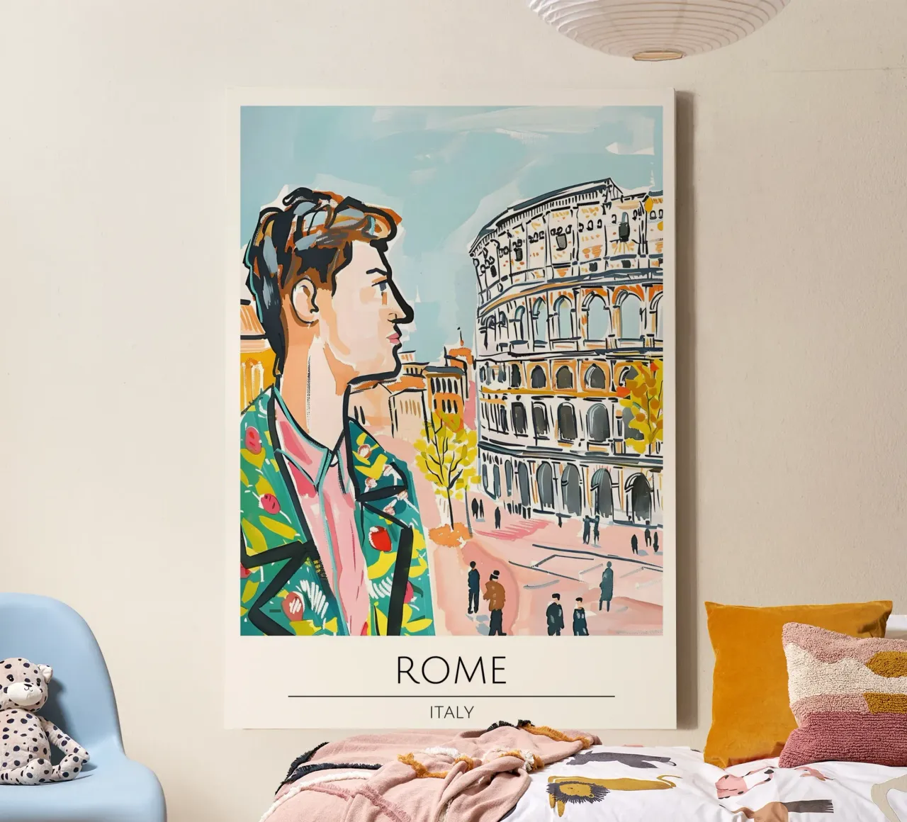 Roma Colosseo Moda Pop Art Poster di viaggio tela con Cornice a cassetta da homdeco
