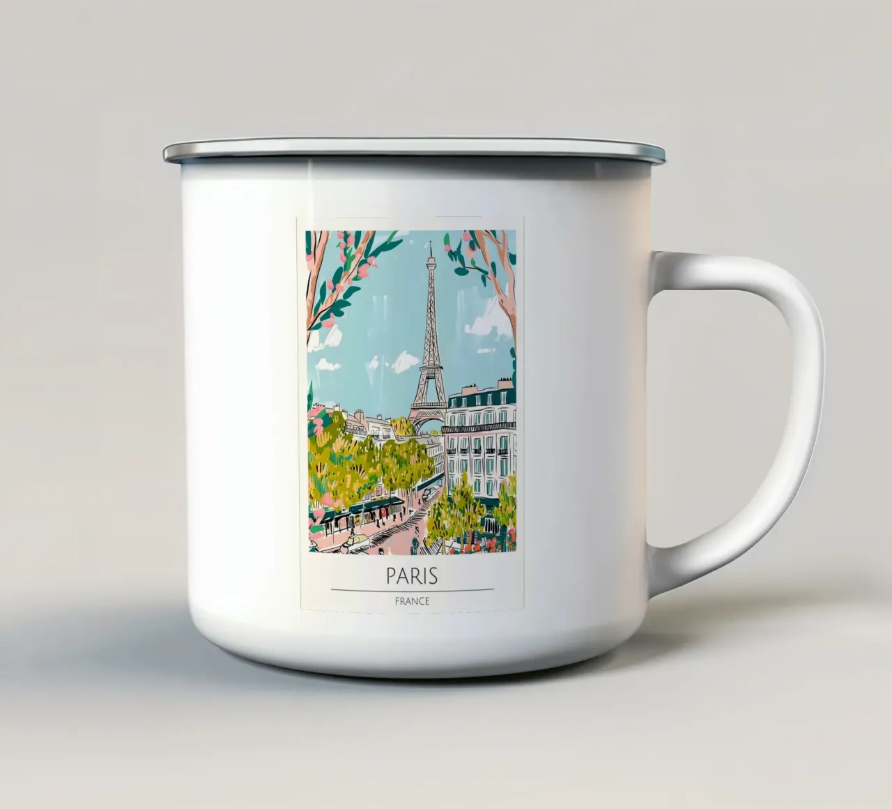 Parigi Torre Eiffel Pop Art Paesaggio urbano floreale tazza in smalto da homdeco