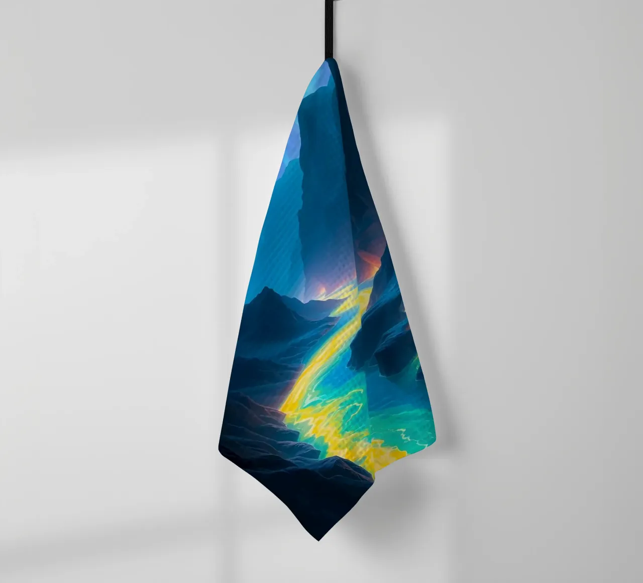 Canyon de l'Aurore éthérée : Une rivière lumineuse qui serpente à travers Maj torchon de Artistic-shop