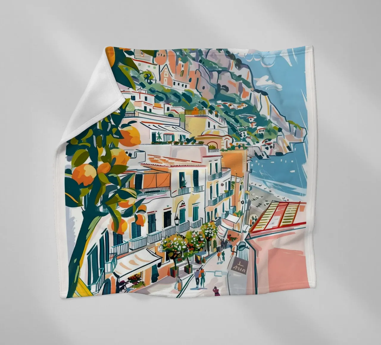 Amalfiküste Zitrone Pop Art Reiseposter Fleecedecke von homdeco