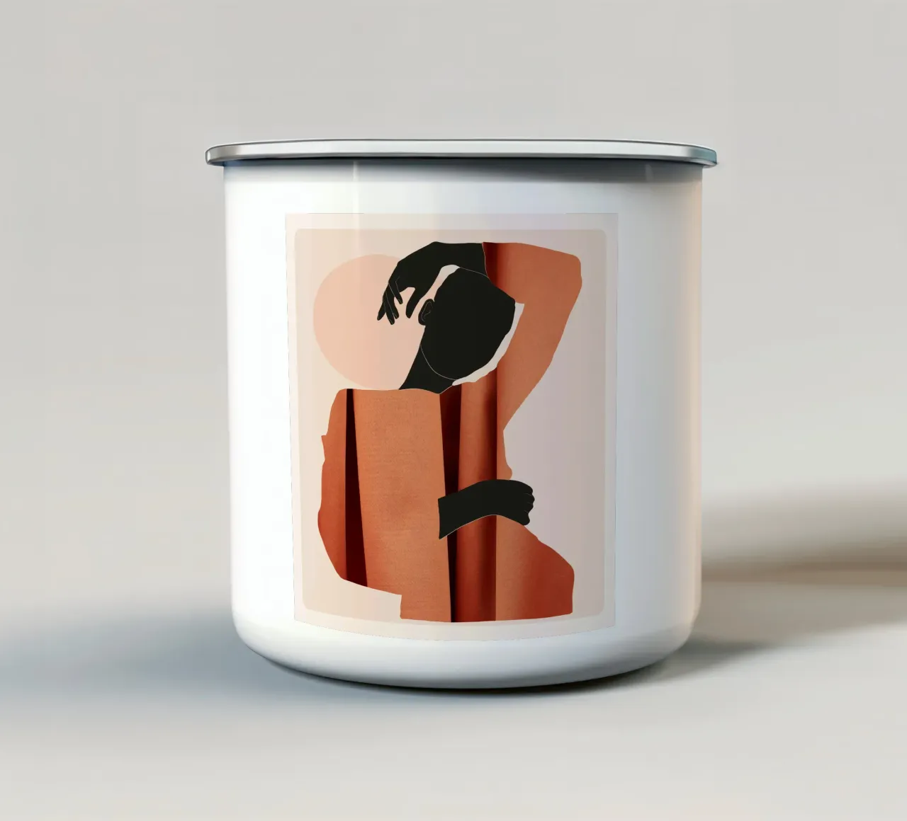 Abstracte Kunst Minimal Meisje 5 emaille mok van ThingDesign