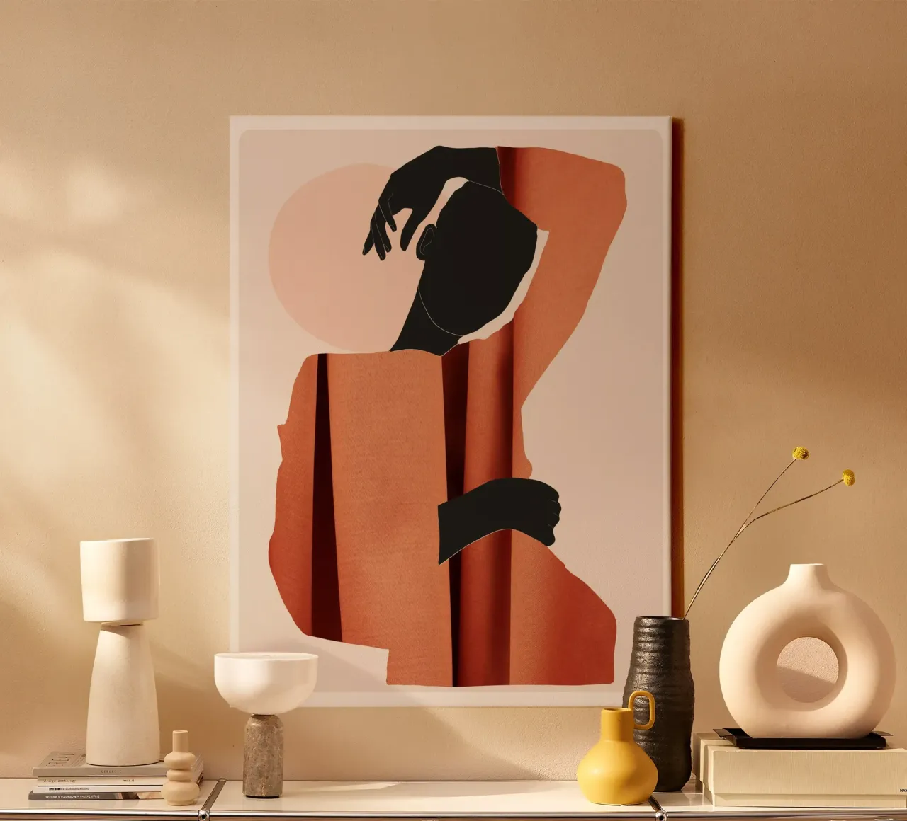 Abstracte Kunst Minimal Meisje 5 canvas met Baklijst van ThingDesign