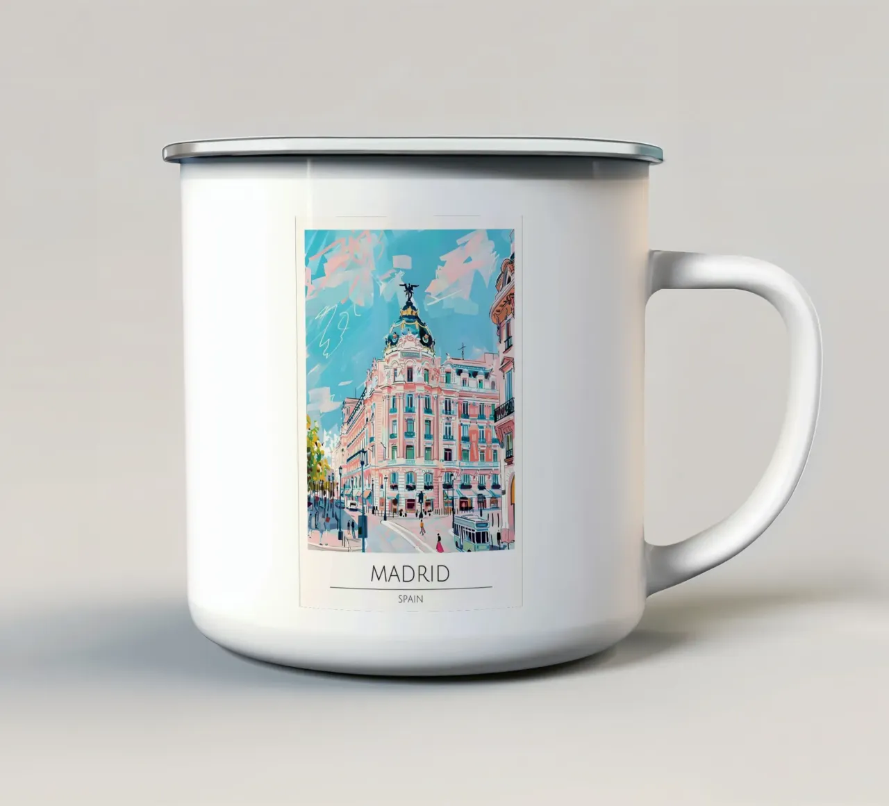 Madrid Metropolis Edificio Pop Art Cityscape tazza in smalto da homdeco