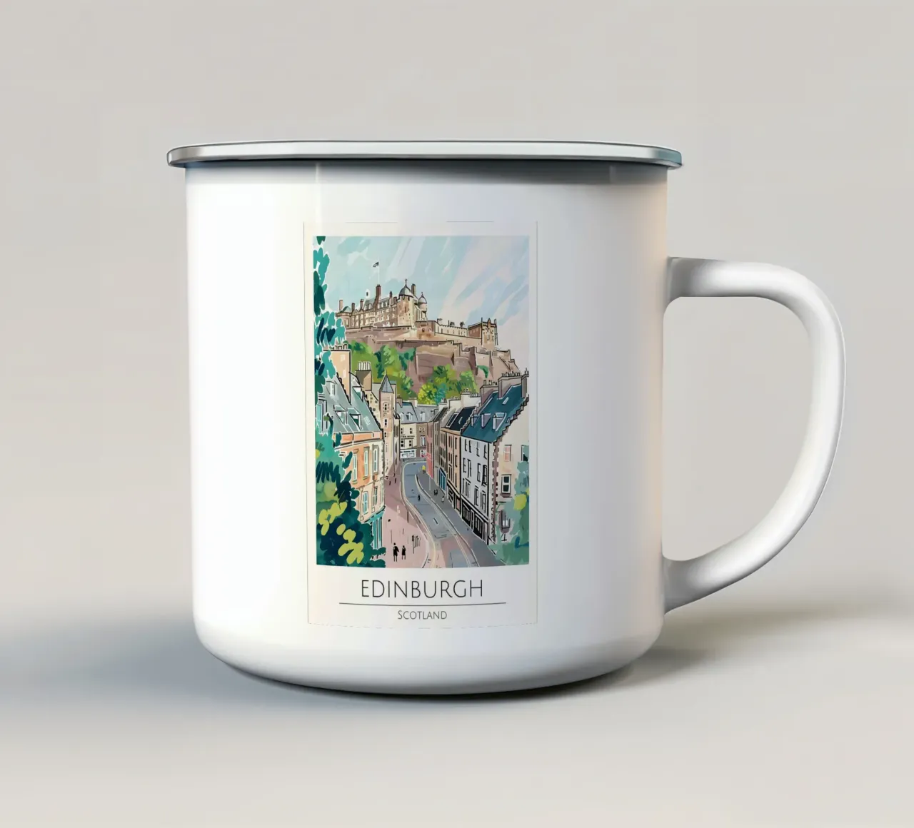 Poster Pop Art Cityscape del Castello di Edimburgo tazza in smalto da homdeco