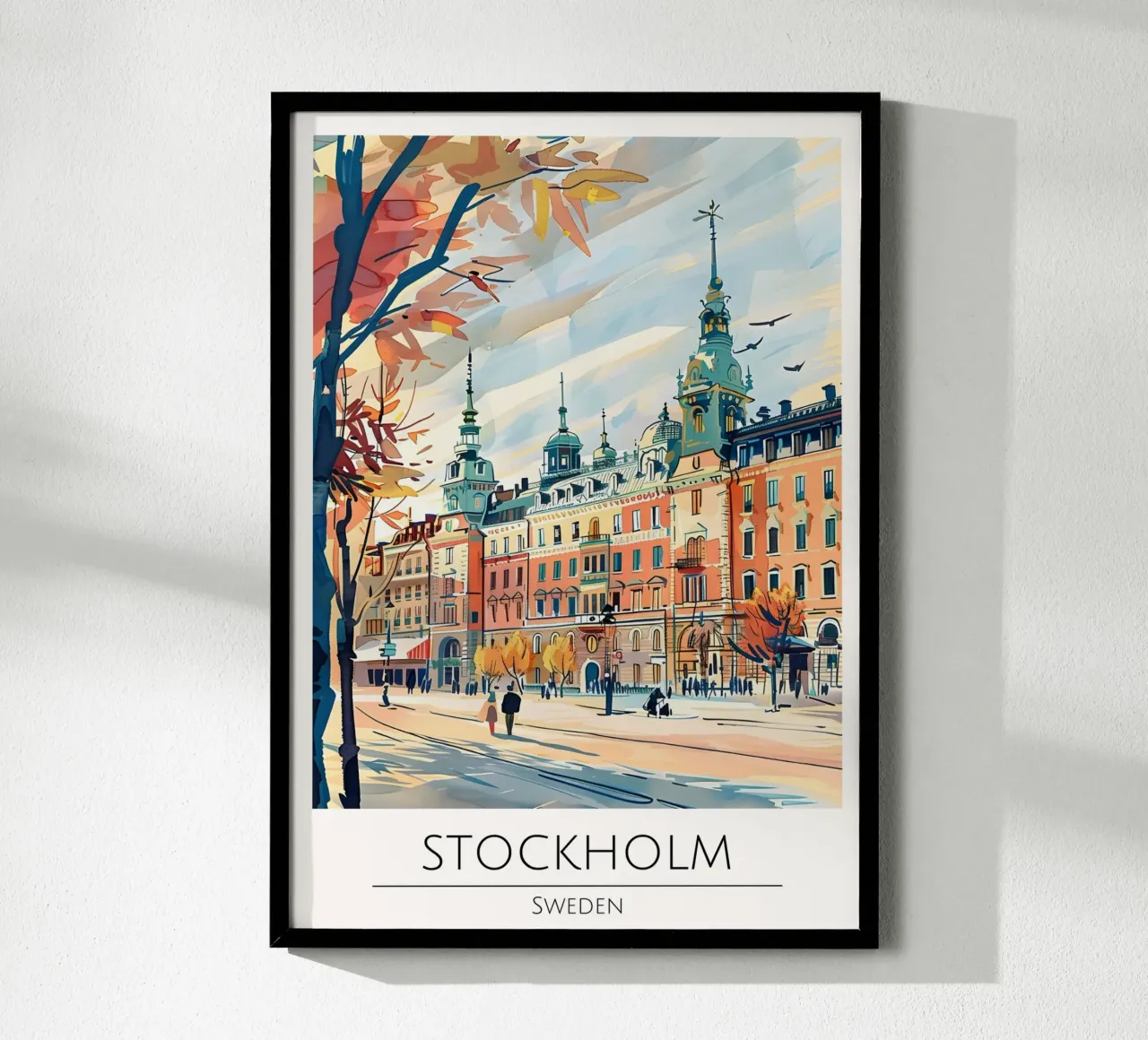 Poster di viaggio Pop Art Stoccolma Stortorget poster con telaio in legno da homdeco