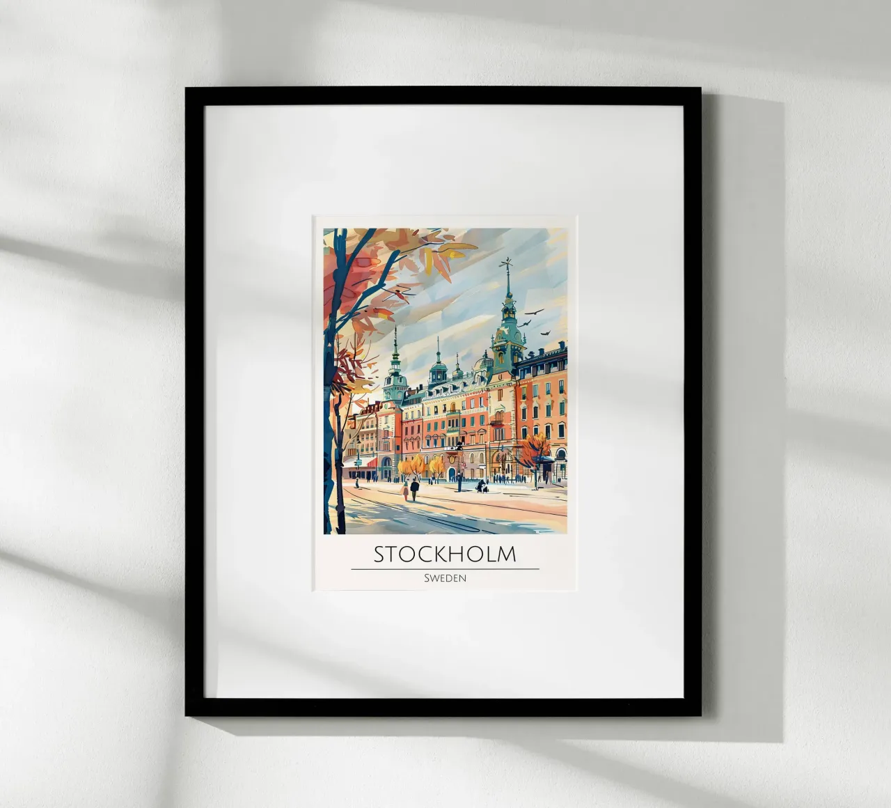 Poster di viaggio Pop Art Stoccolma Stortorget poster con telaio in legno da homdeco