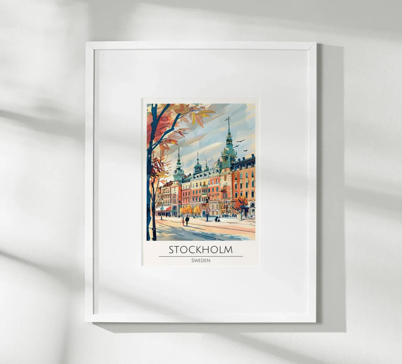 Poster di viaggio Pop Art Stoccolma Stortorget poster con telaio in legno da homdeco