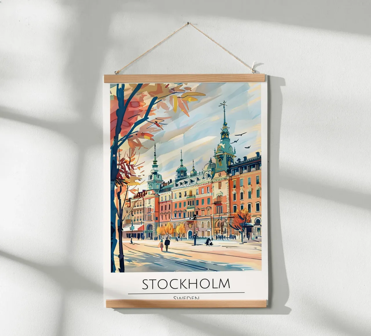 Poster di viaggio Pop Art Stoccolma Stortorget poster con telaio in legno da homdeco