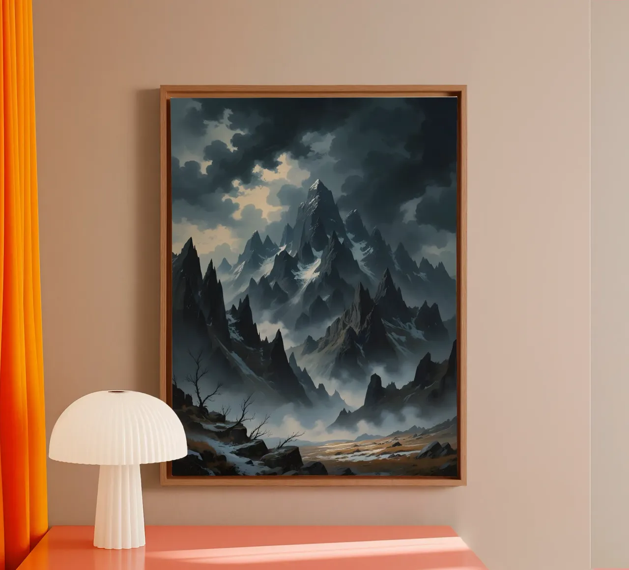 Ethereal Peaks of the Shadowed Realm canvas with Floater frame by Artistic-shop
