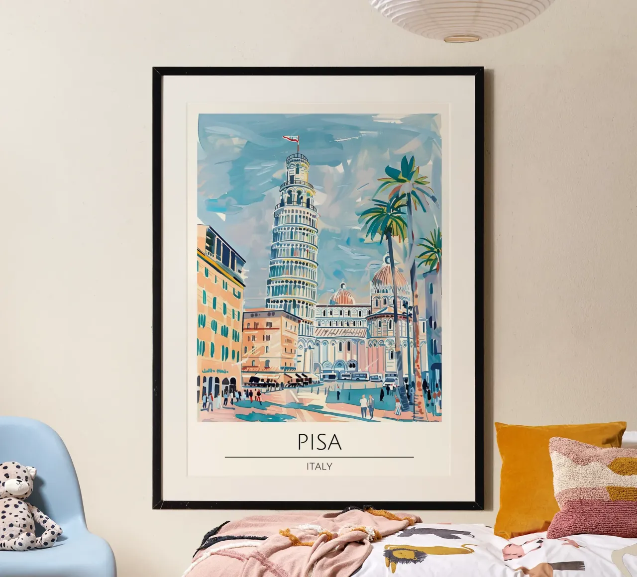 Poster di viaggio Pop Art sulla Torre Pendente di Pisa poster con telaio in alluminio da homdeco