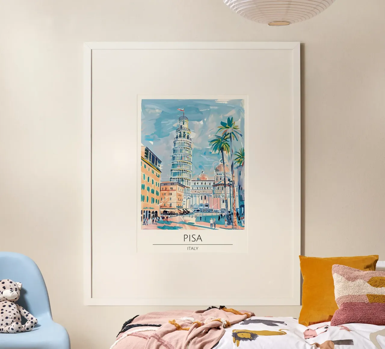 Poster di viaggio Pop Art sulla Torre Pendente di Pisa poster con telaio in alluminio da homdeco