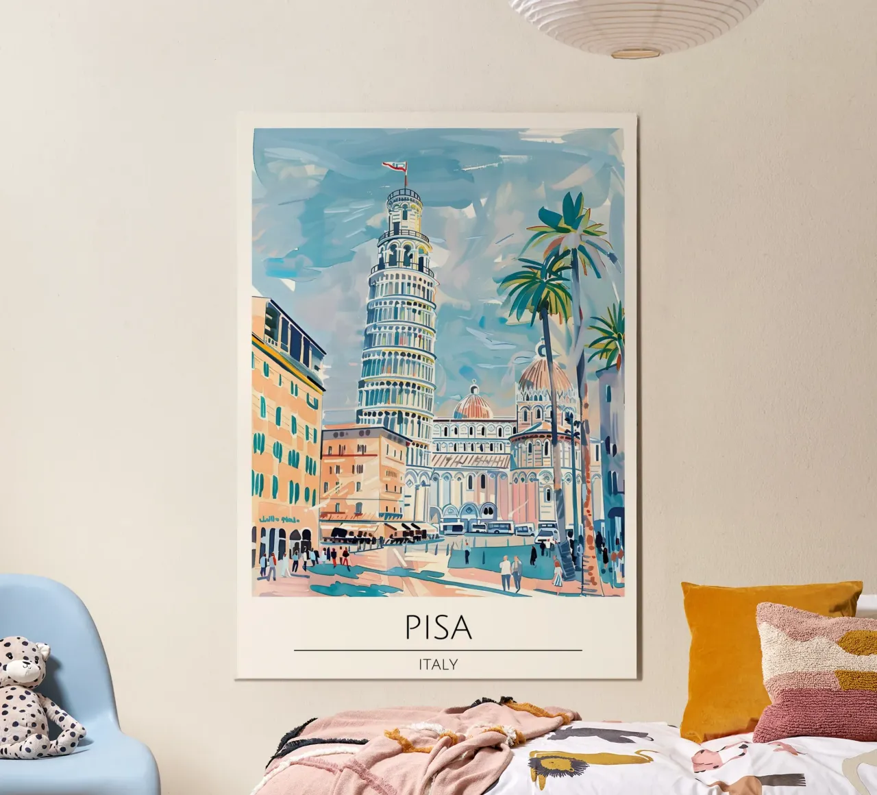 Poster di viaggio Pop Art sulla Torre Pendente di Pisa poster con telaio in alluminio da homdeco