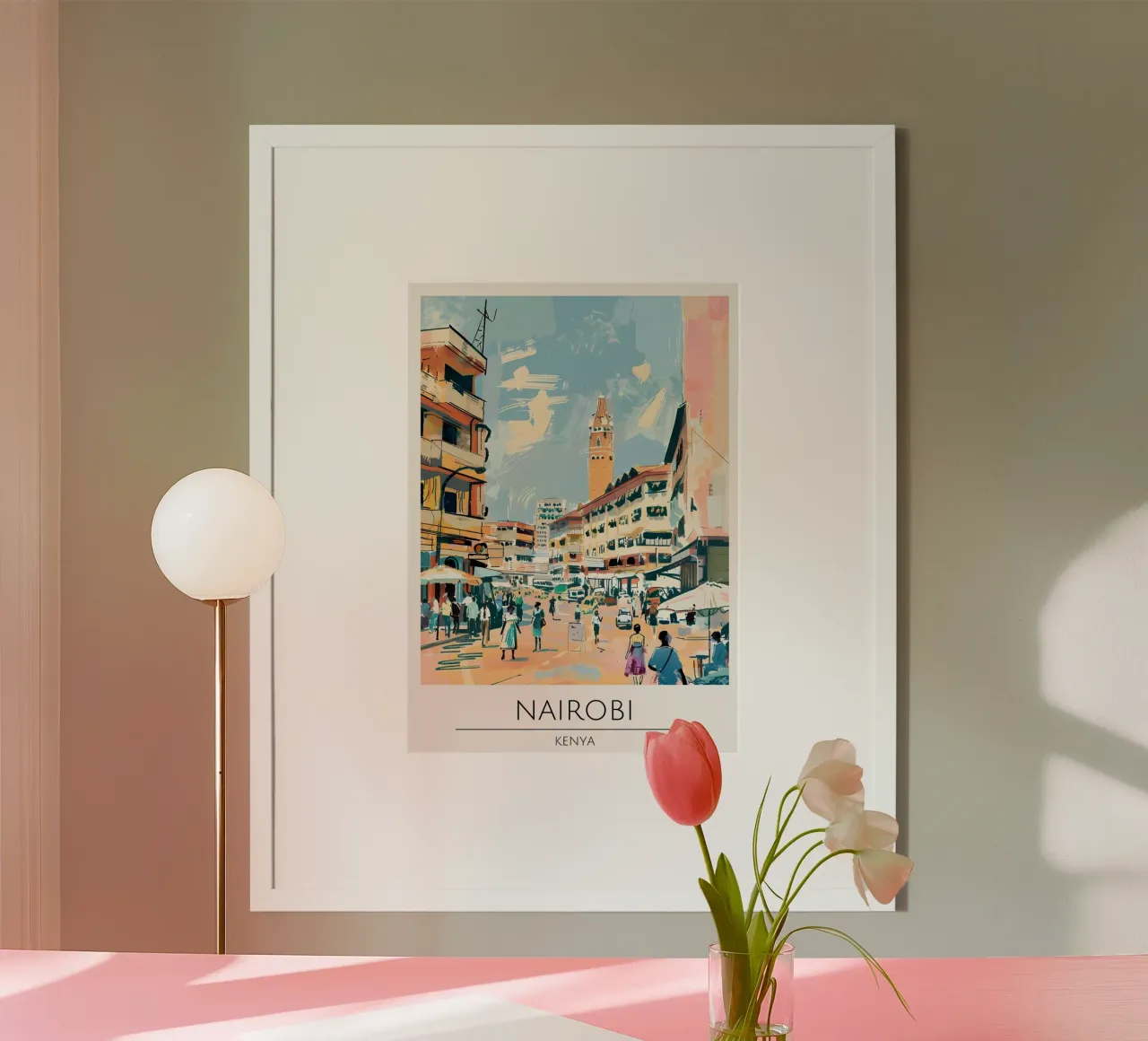 Nairobi Cityscape Pop Art Poster di viaggio Kenya poster con telaio in alluminio da homdeco