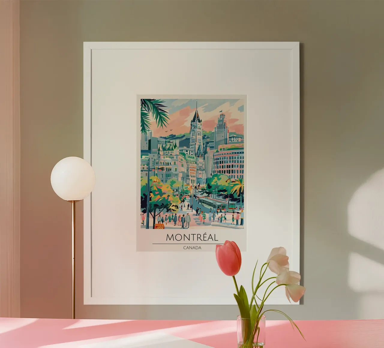 Poster di viaggio pop art del porto vecchio di Montreal poster con telaio in legno da homdeco