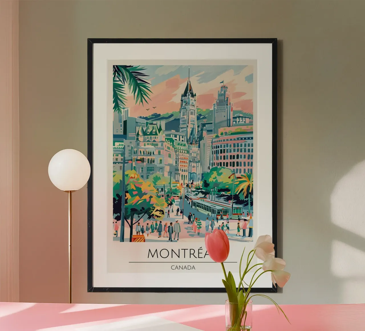 Poster di viaggio pop art del porto vecchio di Montreal poster con telaio in legno da homdeco
