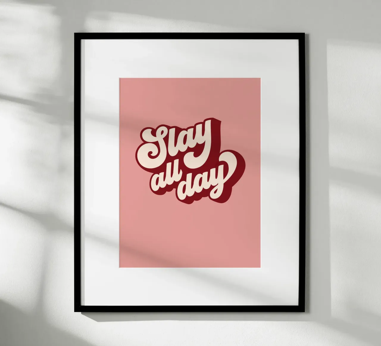 Retro peachy 'Slay all day'• motivational typographic art poster by Dominique Vari Words