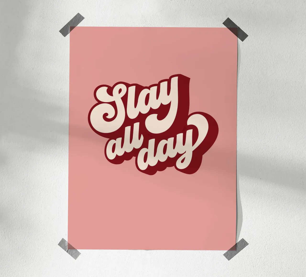 Retro peachy 'Slay all day'• motivational typographic art poster by Dominique Vari Words