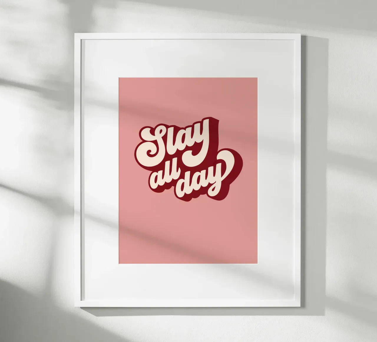 Retro peachy 'Slay all day'• motivational typographic art poster by Dominique Vari Words