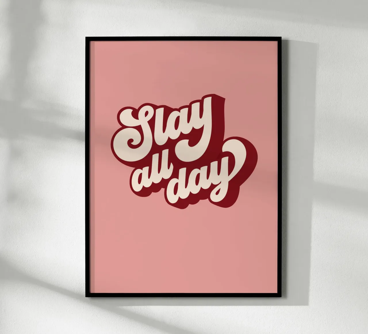 Retro peachy 'Slay all day'• motivational typographic art poster by Dominique Vari Words