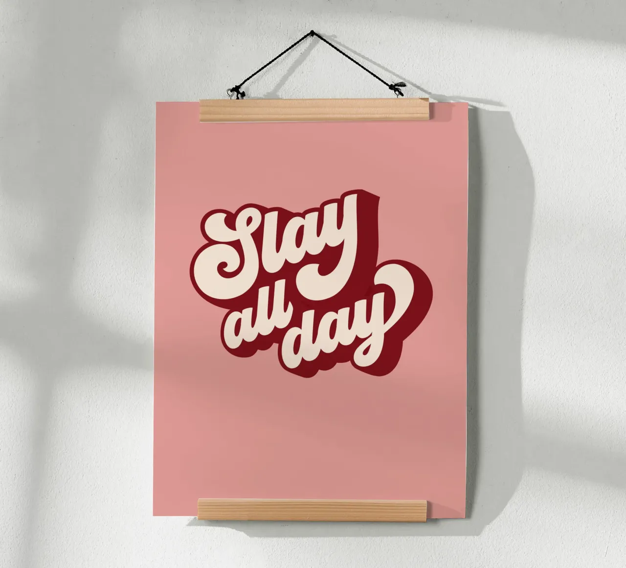 Retro peachy 'Slay all day'• motivational typographic art poster by Dominique Vari Words